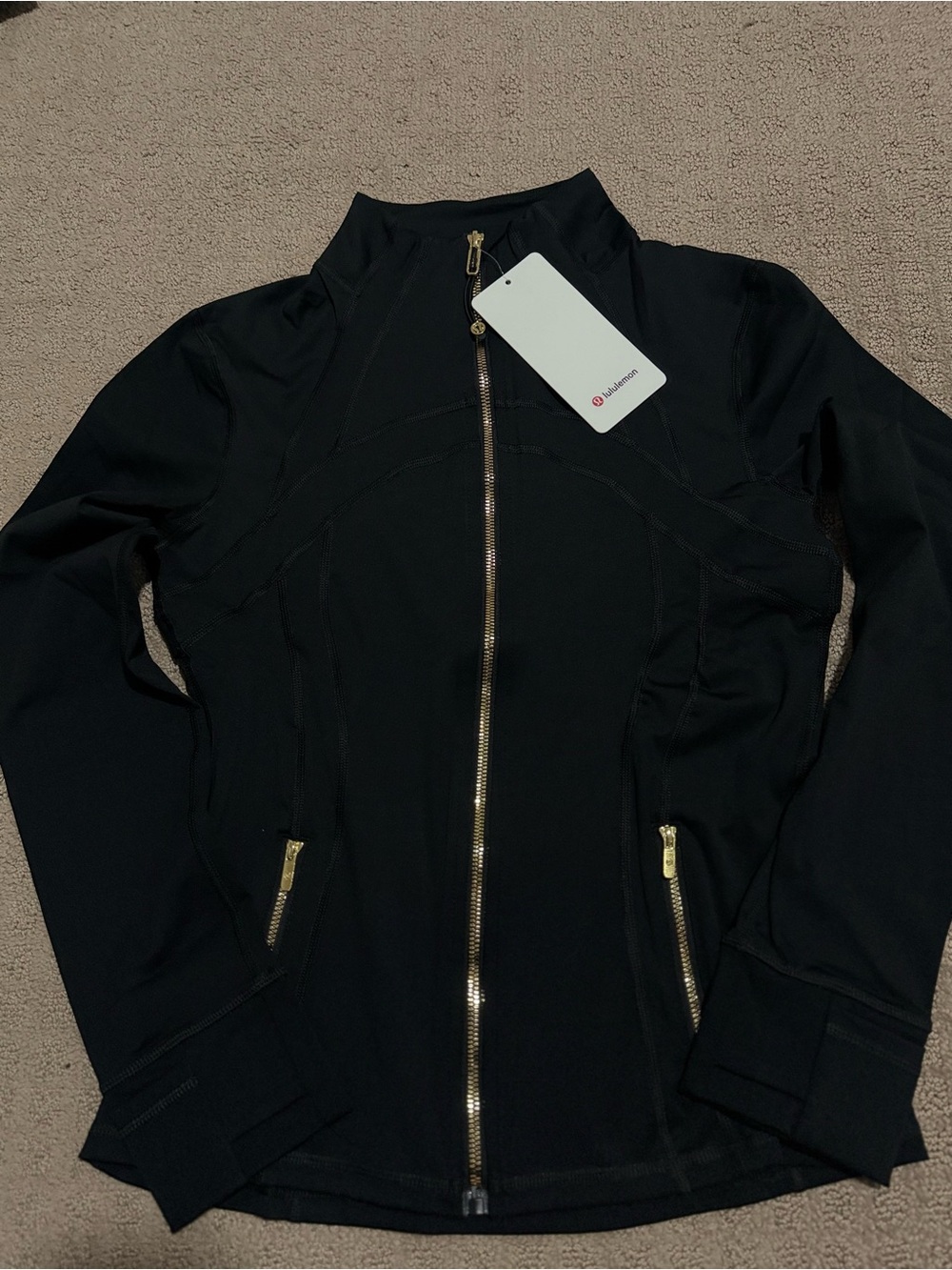 lululemon athletica Black Full-Zip Jacket with Gold Zippers